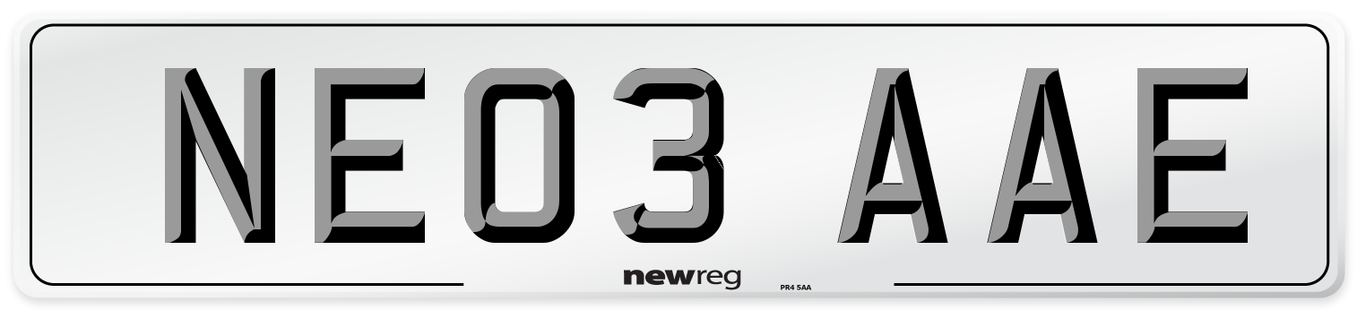 NE03 AAE Number Plate from New Reg